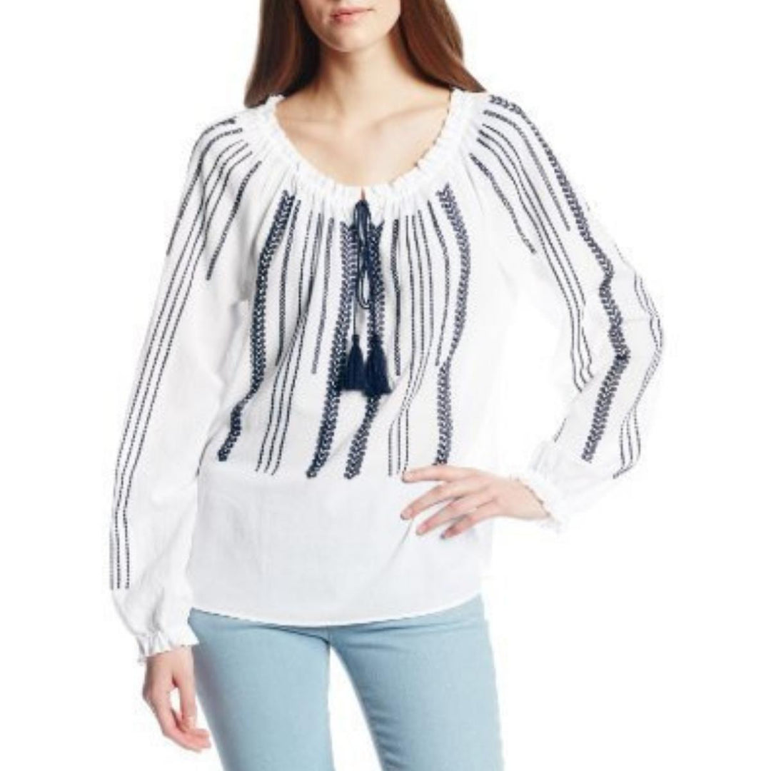 BCBGMAXAZRIA-Embroidered Long Sleeve Blouse - Runway Catalog