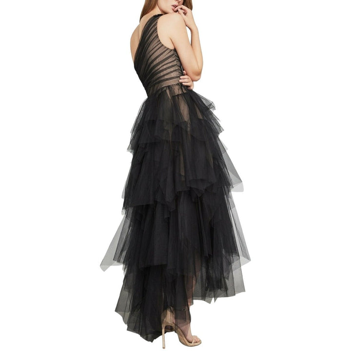 Embroidered One-Shoulder Tulle Gown