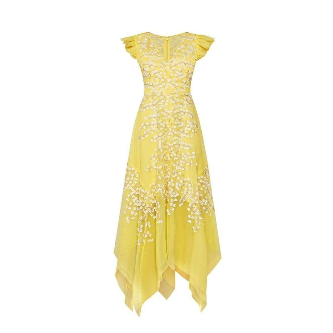 Embroidered Tulle Ruffle Dress