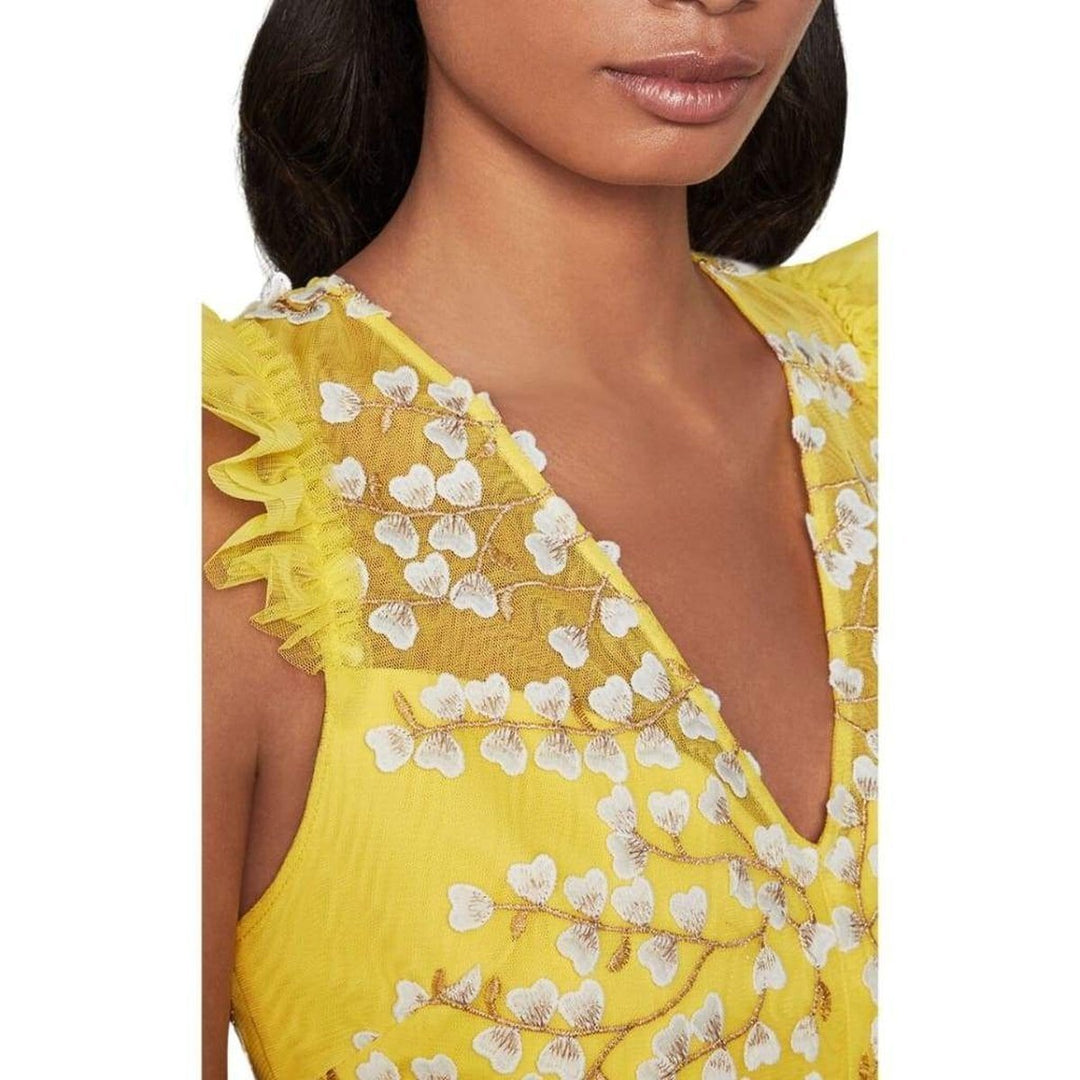 Embroidered Tulle Ruffle Dress