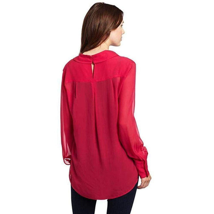 Stitched-Collar Silk Blouse