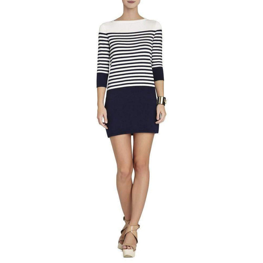 BCBGMAXAZRIA-Ethel Striped Color-Blocked Dress - Runway Catalog