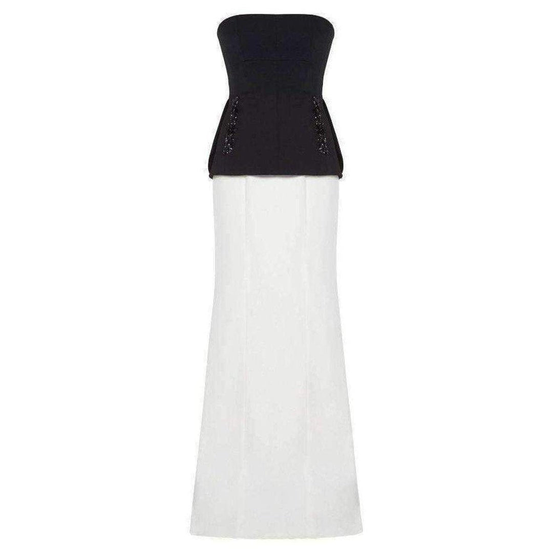 BCBGMAXAZRIA-Evianna Color-Blocked Peplum Gown - Runway Catalog