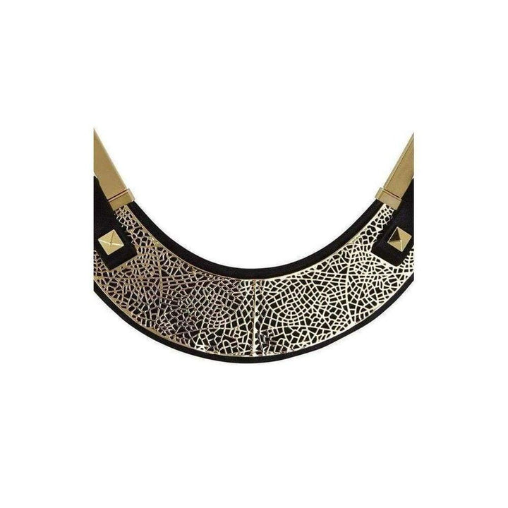 Faux-Leather Filigree-Plate Necklace