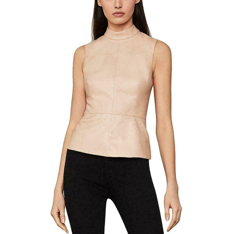BCBGMAXAZRIA-Faux Leather Peplum Top - Runway Catalog