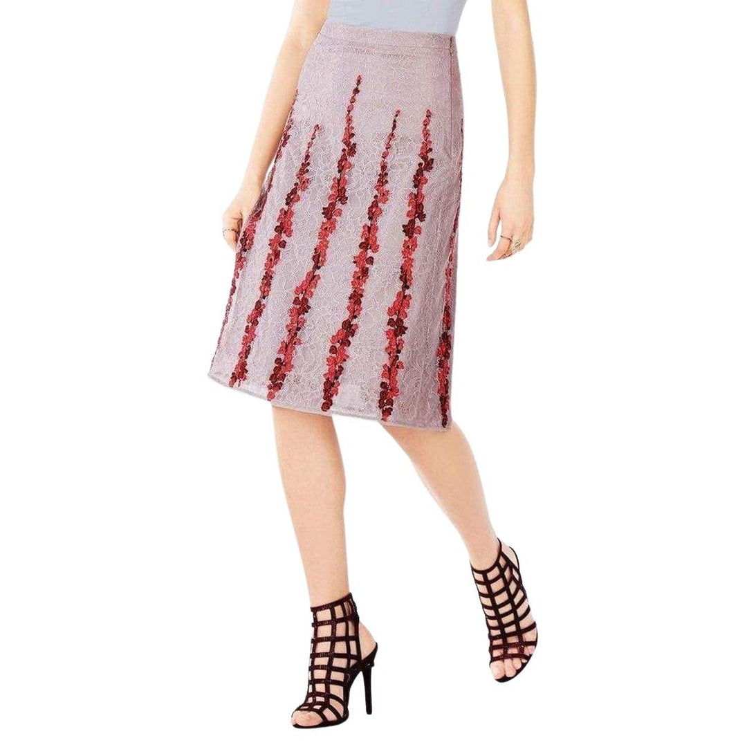 Floral Embroidered Midi Skirt