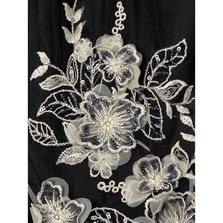 Floral-Embroidered Tulle Dress