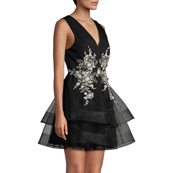 Floral-Embroidered Tulle Dress