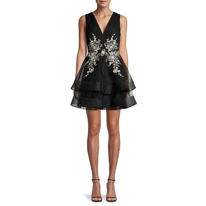 Floral-Embroidered Tulle Dress