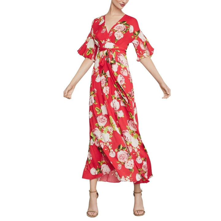 Floral-Print Faux-Wrap Maxi Dress