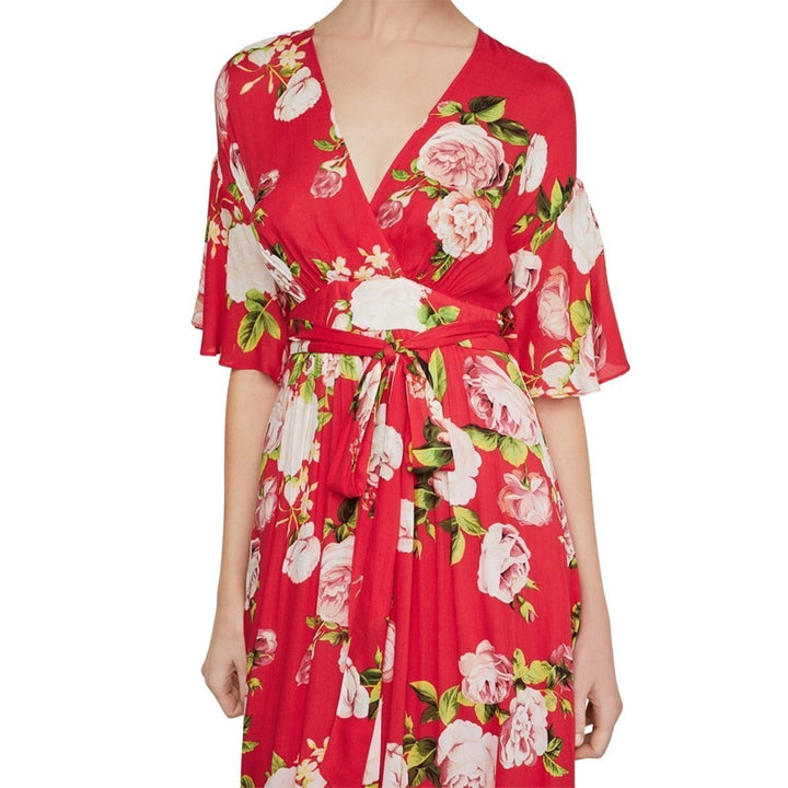 Floral-Print Faux-Wrap Maxi Dress