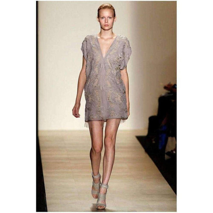 BCBGMAXAZRIA-Freja Runway Organza Lace Beige Dress - Runway Catalog