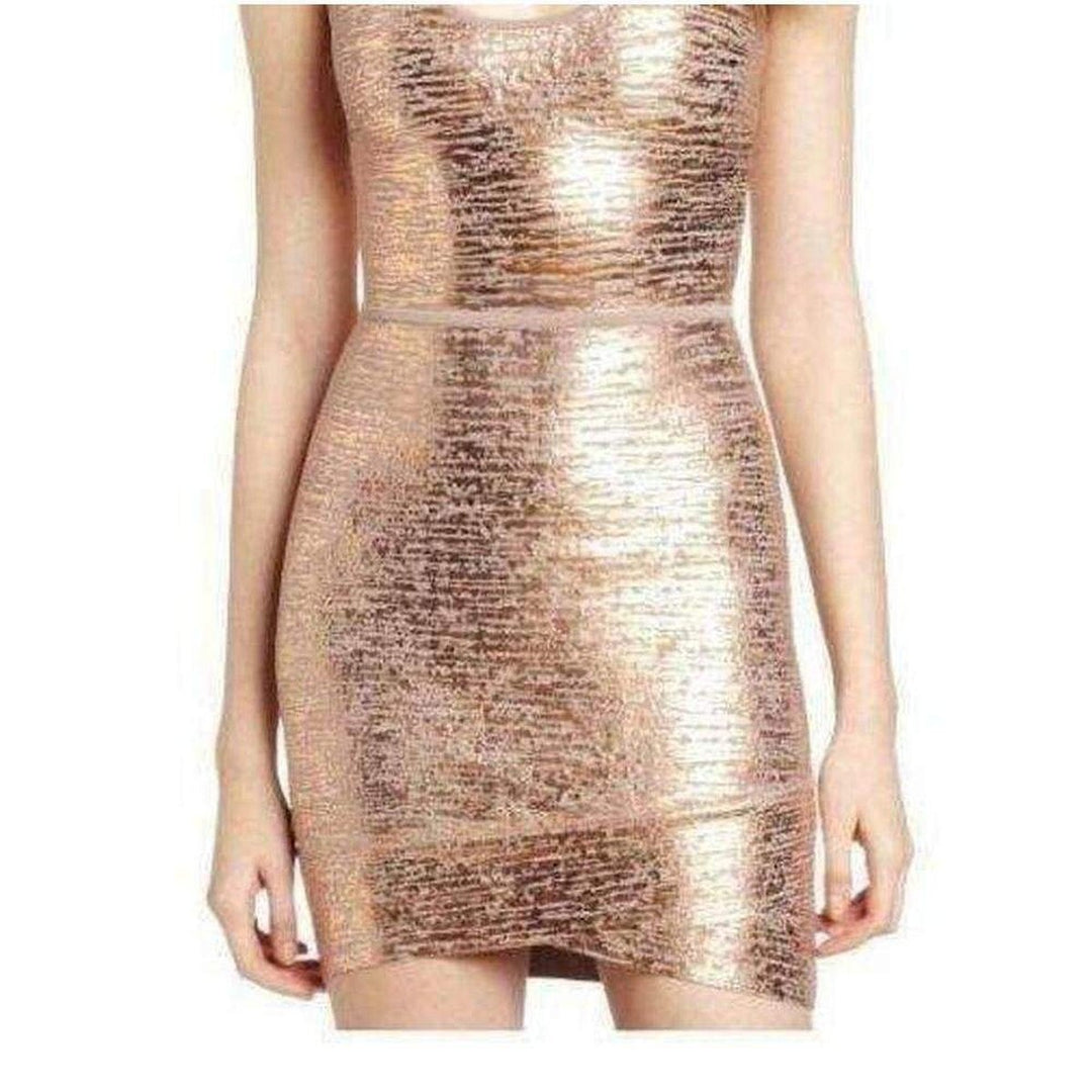 Gisela Criss Cross Foil Print Bodycon Dress