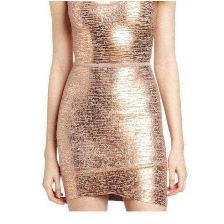 Gisela Criss Cross Foil Print Bodycon Dress