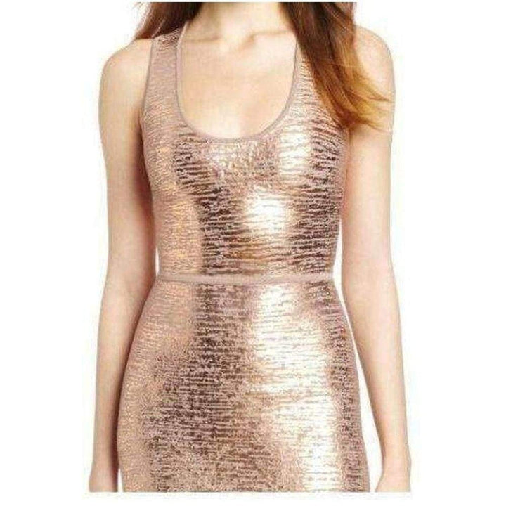 Gisela Criss Cross Foil Print Bodycon Dress