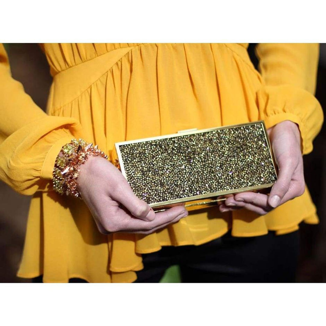 Gold Ariana Rock Crystal Hard Clutch