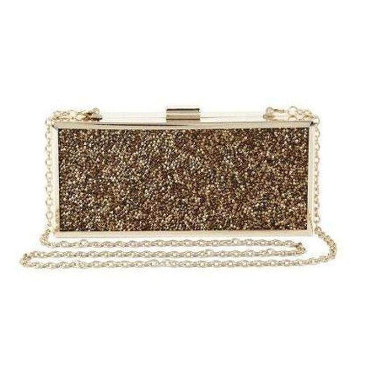 BCBGMAXAZRIA-Gold Ariana Rock Crystal Hard Clutch - Runway Catalog