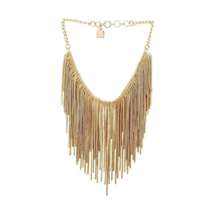 BCBGMAXAZRIA-Gold Fringe Necklace - Runway Catalog