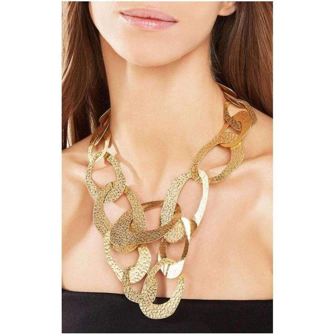 Gold Hammered Geometric Necklace