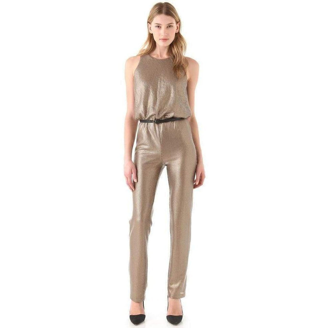BCBGMAXAZRIA-Gold Lowe Sequin Jumpsuit - Runway Catalog