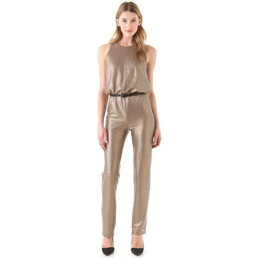 BCBGMAXAZRIA-Gold Lowe Sequin Jumpsuit - Runway Catalog
