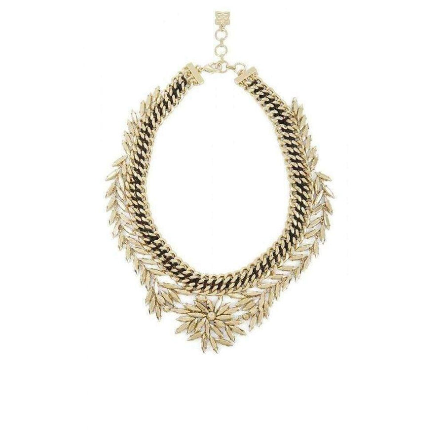 BCBGMAXAZRIA-Gold Woven Leaf Necklace - Runway Catalog