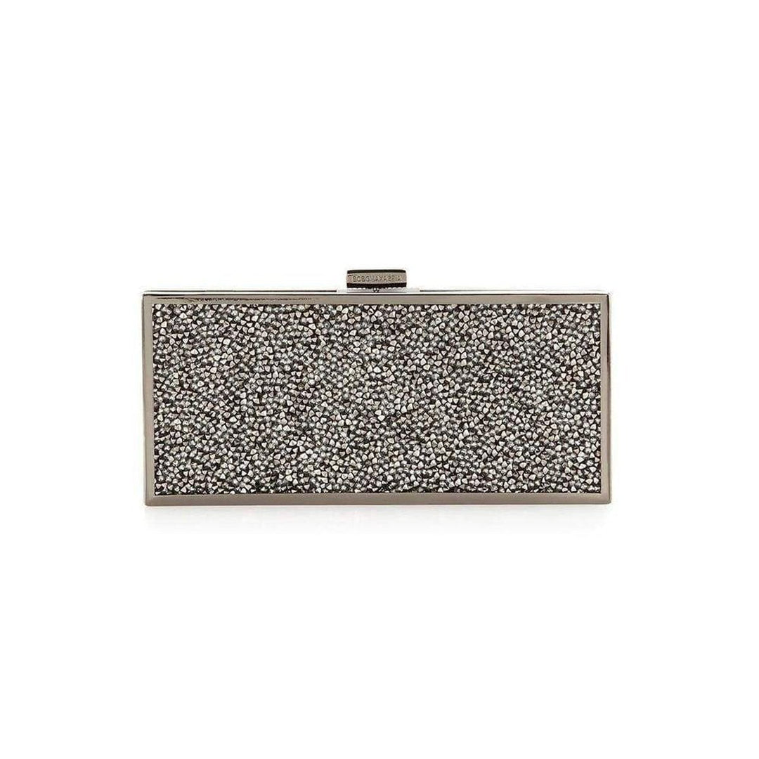 BCBGMAXAZRIA-Gunmetal Ariana Rock Crystal Hard Clutch - Runway Catalog