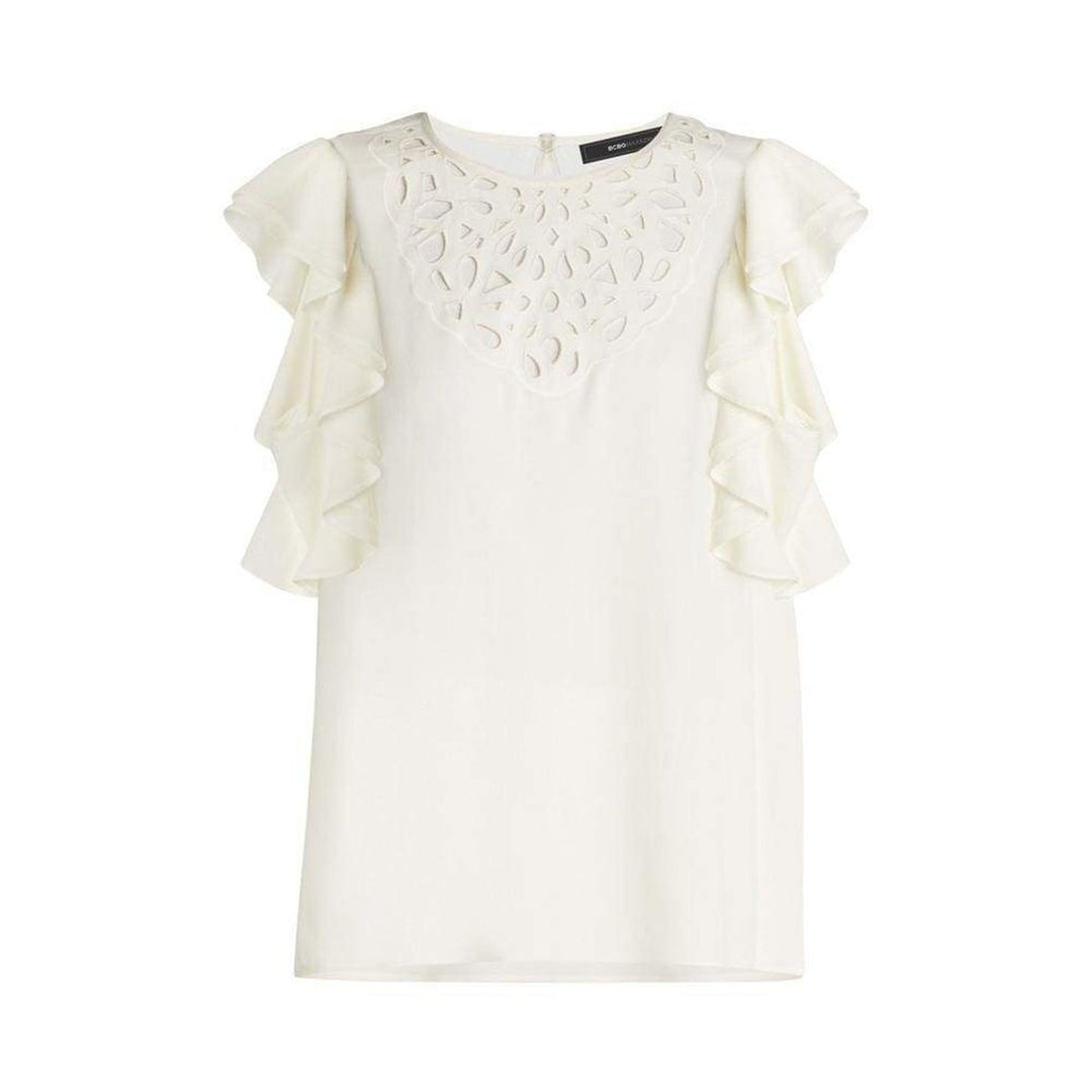 BCBGMAXAZRIA-Haidee Flutter-Sleeve Cutout Embroidered Top - Runway Catalog