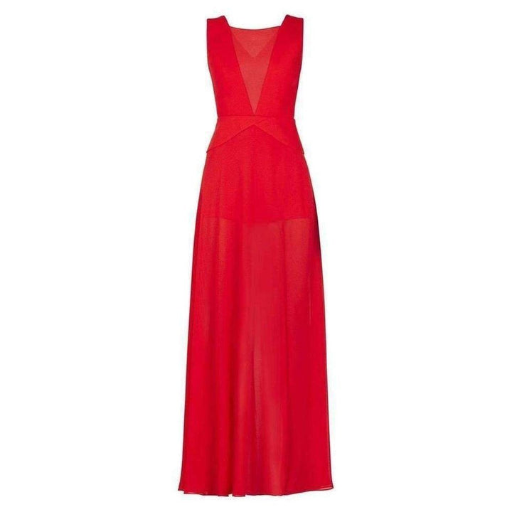 BCBGMAXAZRIA-Halee Deep V-Neck Chiffon Skirt Romper - Runway Catalog