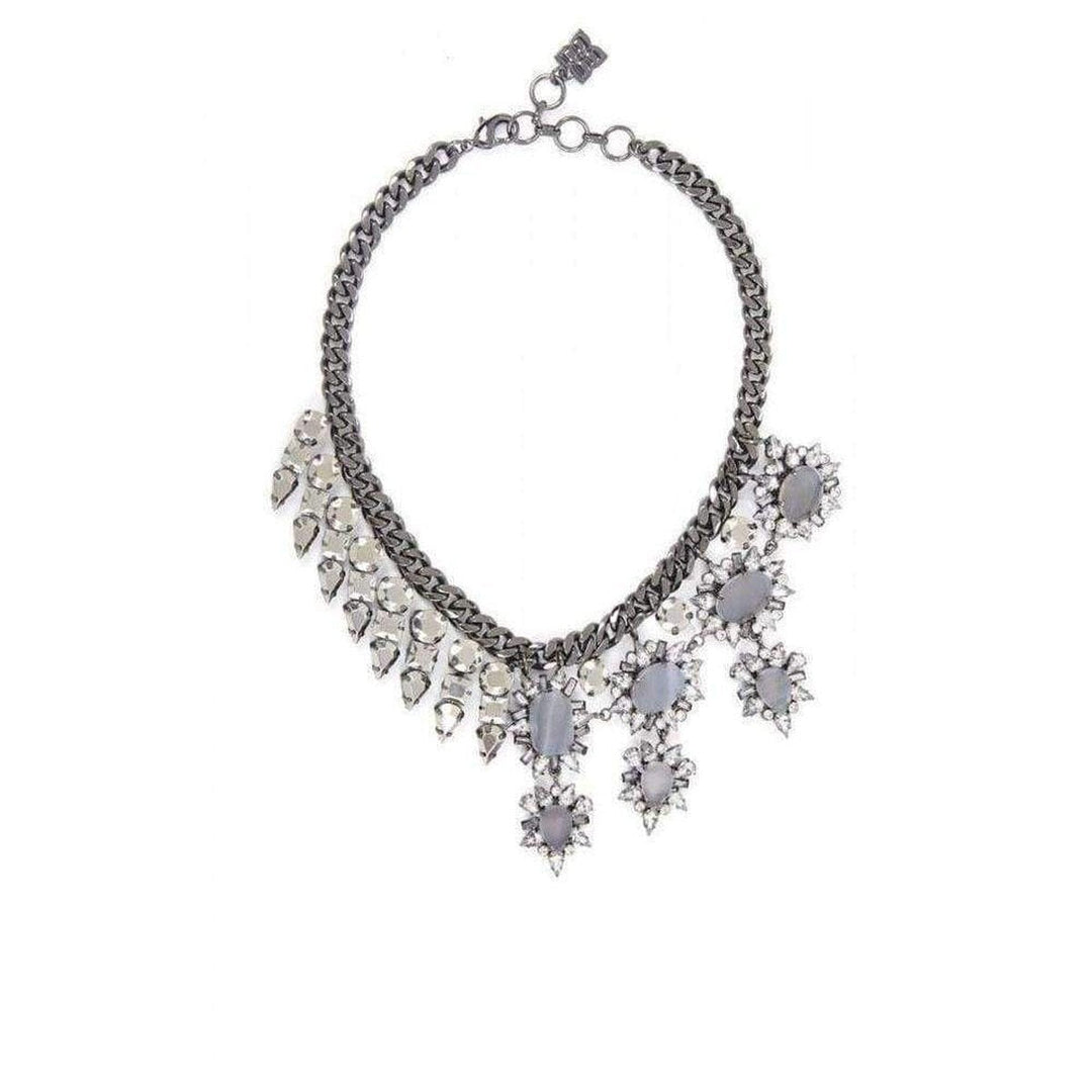 BCBGMAXAZRIA-Half Gemstone Spiked Necklace - Runway Catalog