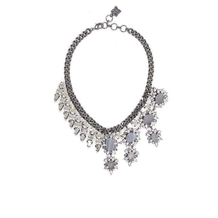 BCBGMAXAZRIA-Half Gemstone Spiked Necklace - Runway Catalog