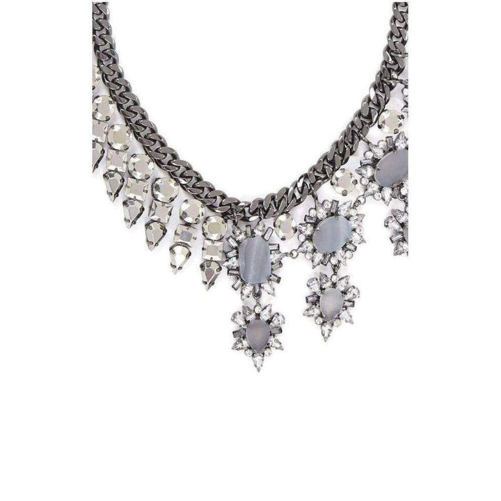 Half Gemstone Spiked Necklace