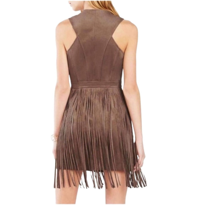 Hamin Fringe Faux Suede Vest Dress