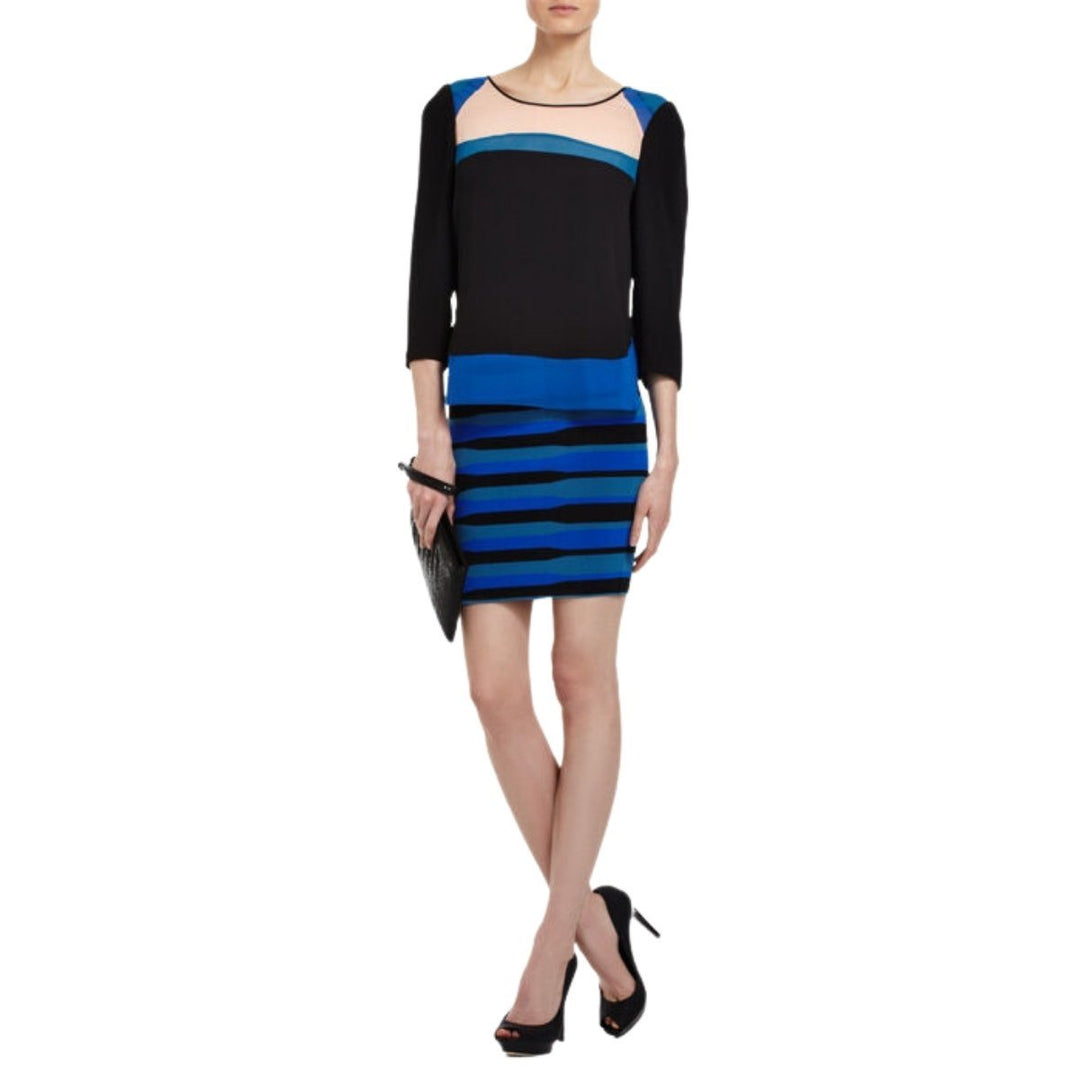 Imari Uneven Striped Pencil Skirt