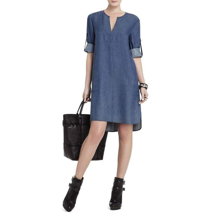 BCBGMAXAZRIA-Indigo Tilda Long-Sleeve Dress - Runway Catalog