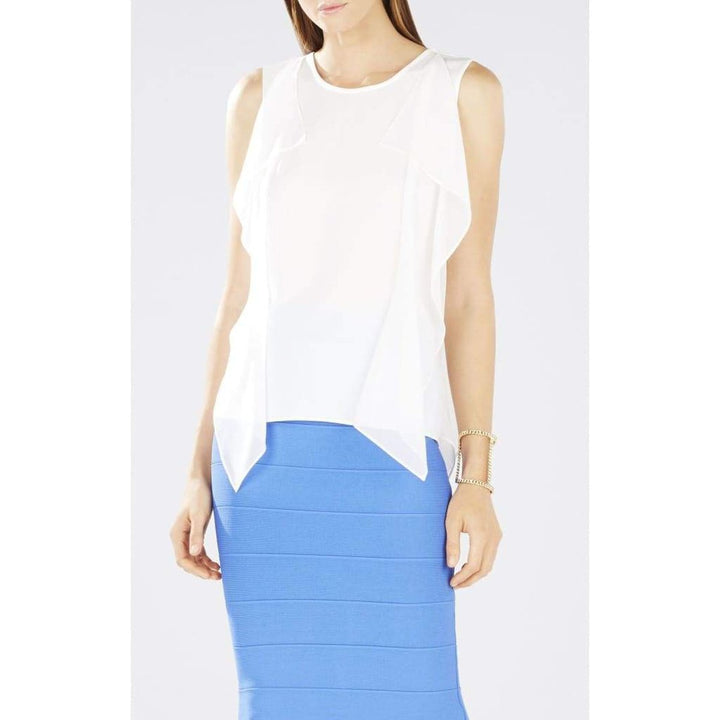 BCBGMAXAZRIA-Ivorie Sleeveless Ruffle Top - Runway Catalog