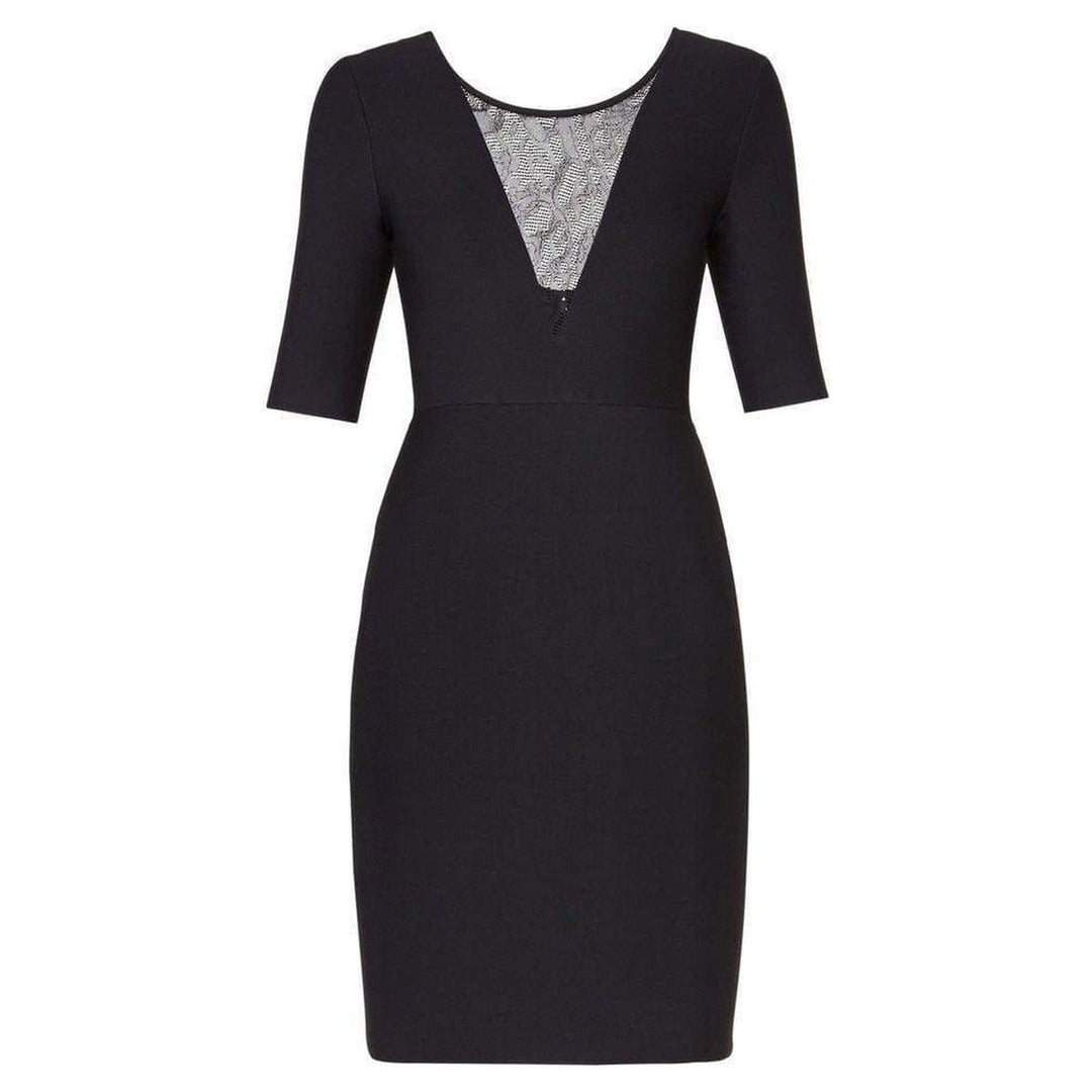 BCBGMAXAZRIA-Jaydan Pointelle Trim Scoop-Back Dress - Runway Catalog