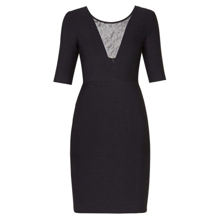 BCBGMAXAZRIA-Jaydan Pointelle Trim Scoop-Back Dress - Runway Catalog