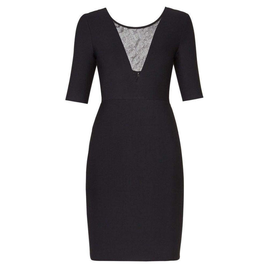 BCBGMAXAZRIA-Jaydan Pointelle Trim Scoop-Back Dress - Runway Catalog