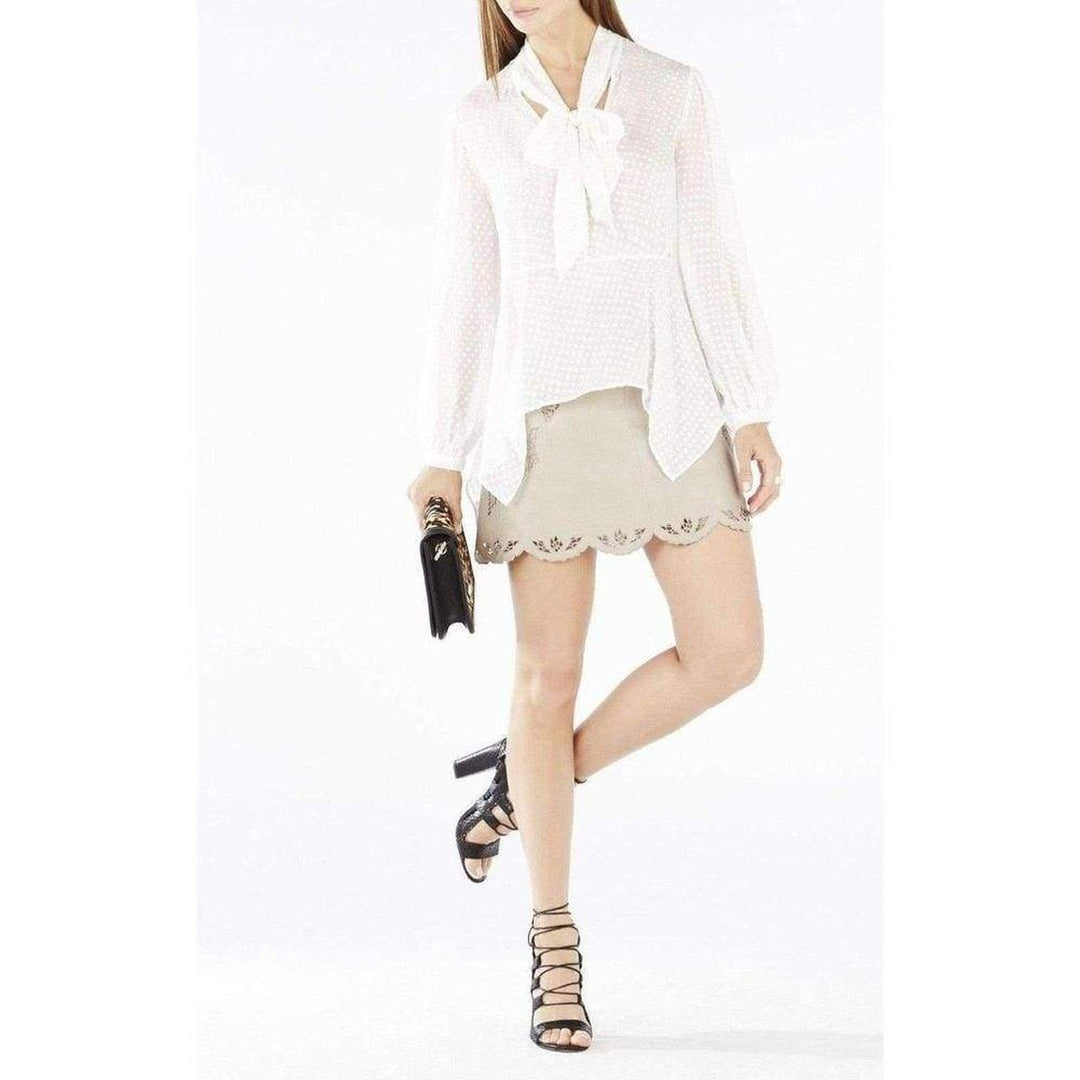 Jenhifer Embroidered Faux-Leather Miniskirt RPY3F642