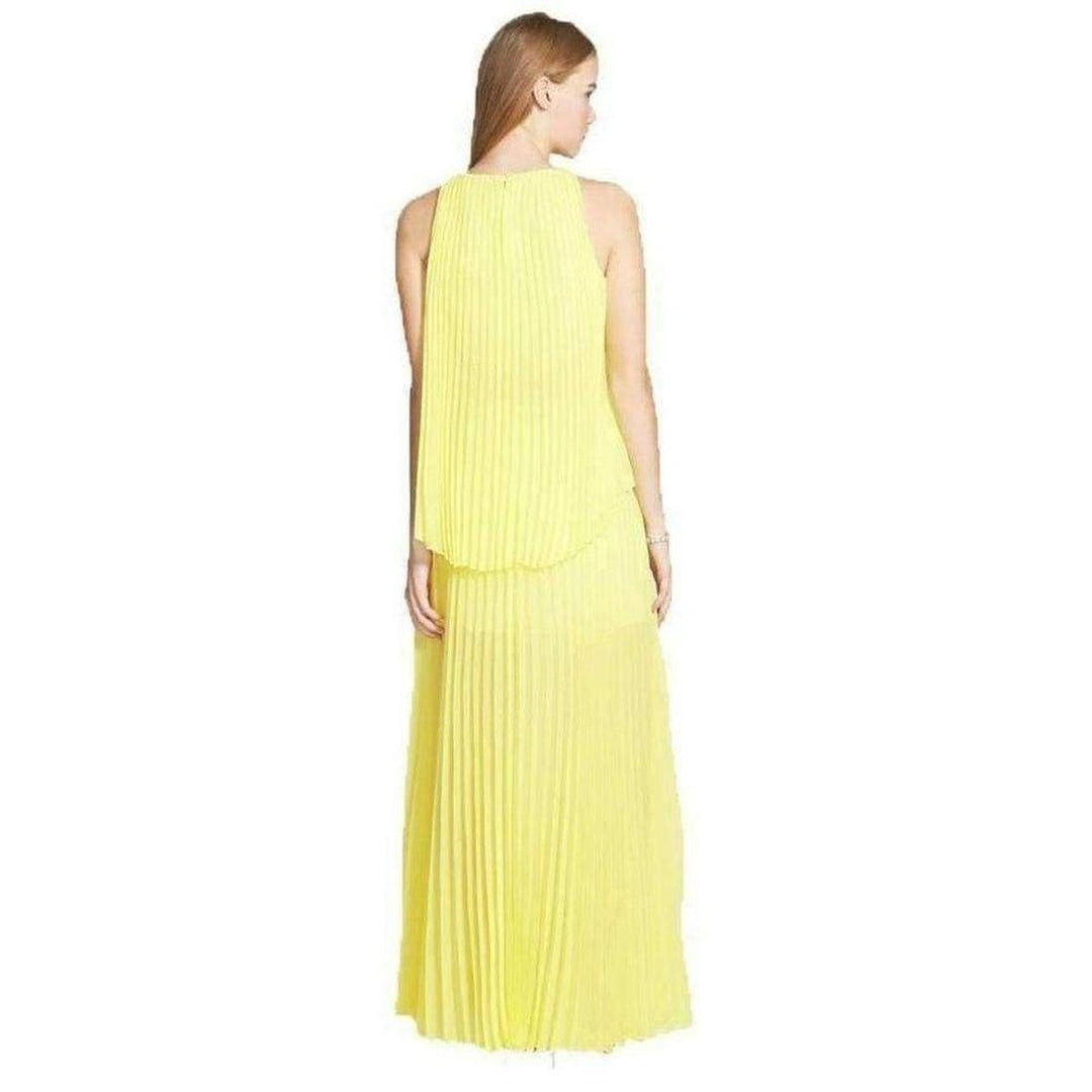 Jenine Neon High Split Pleated Skirt Maxi Dress