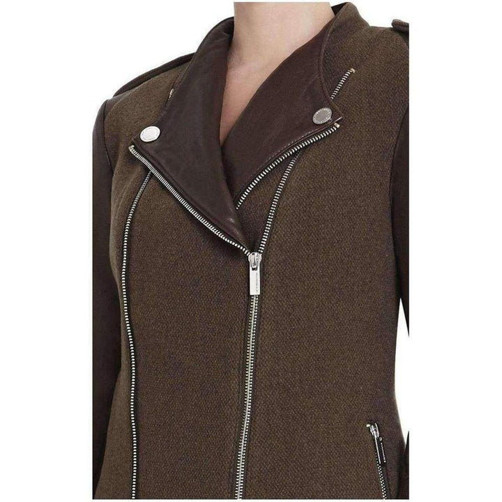 Julia Contrast Leather Sleeves Coat