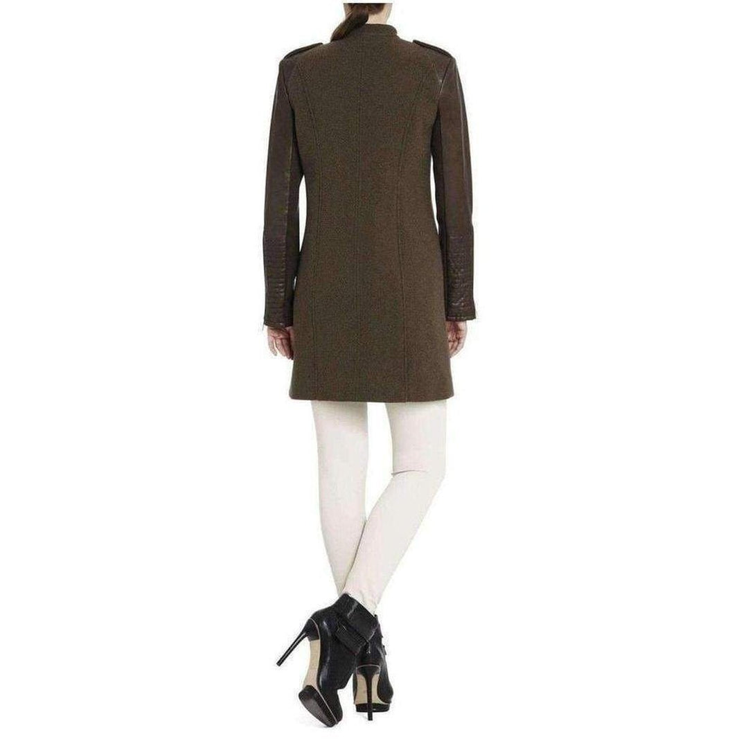 Julia Contrast Leather Sleeves Coat