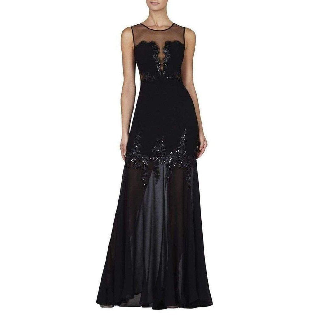 BCBGMAXAZRIA-Juliane Mesh Yoke Gown - Runway Catalog