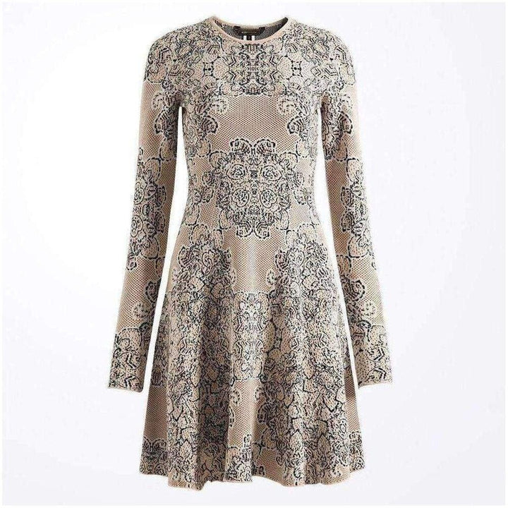 BCBGMAXAZRIA-Julisa Geometric Jacquard Silk Dress - Runway Catalog