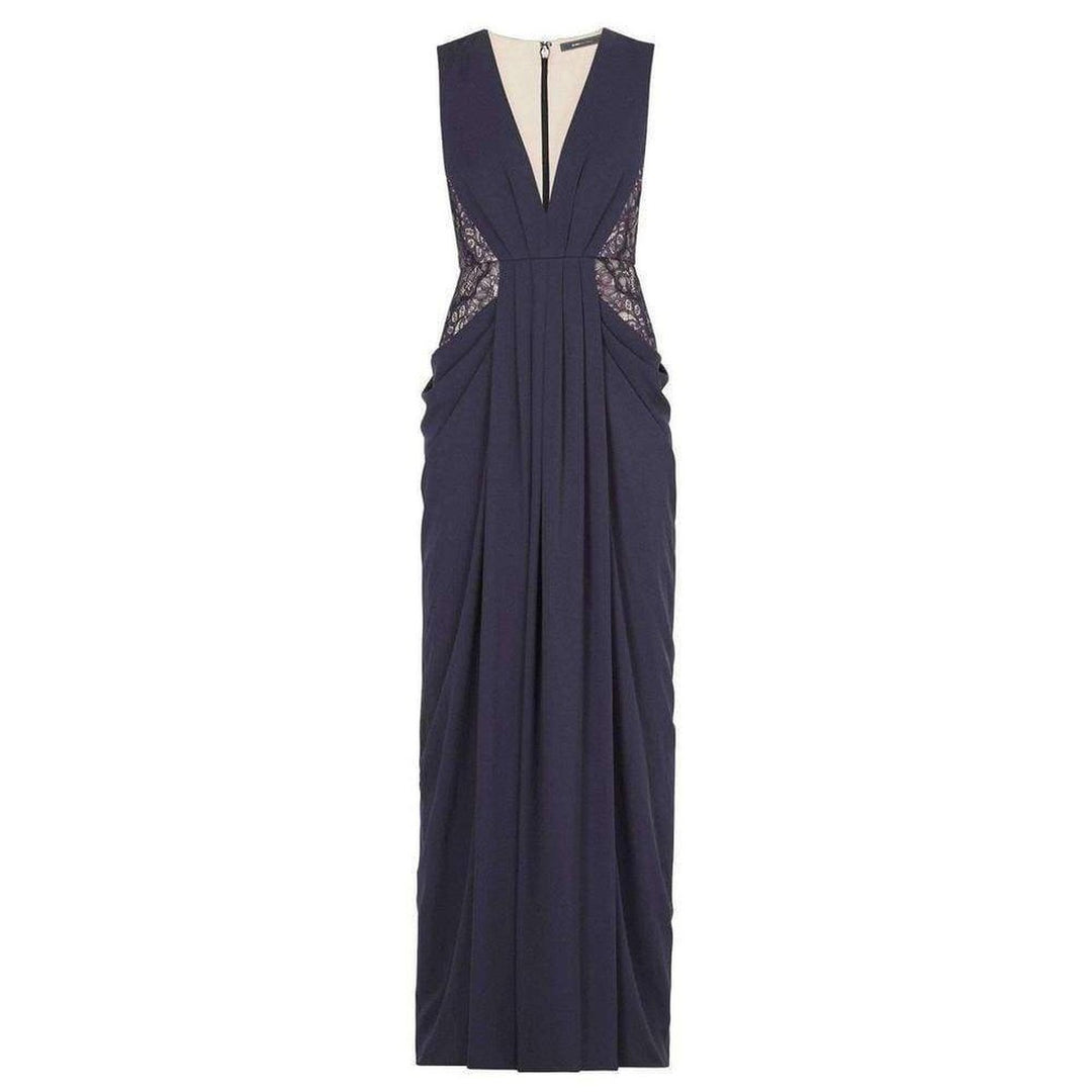 BCBGMAXAZRIA-Kamara Deep-V Lace Draped Gown - Runway Catalog