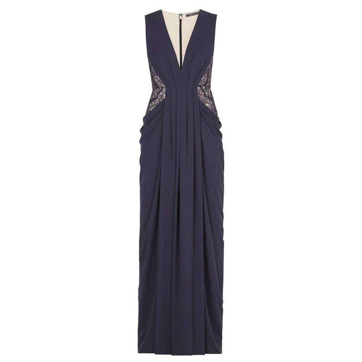 BCBGMAXAZRIA-Kamara Deep-V Lace Draped Gown - Runway Catalog
