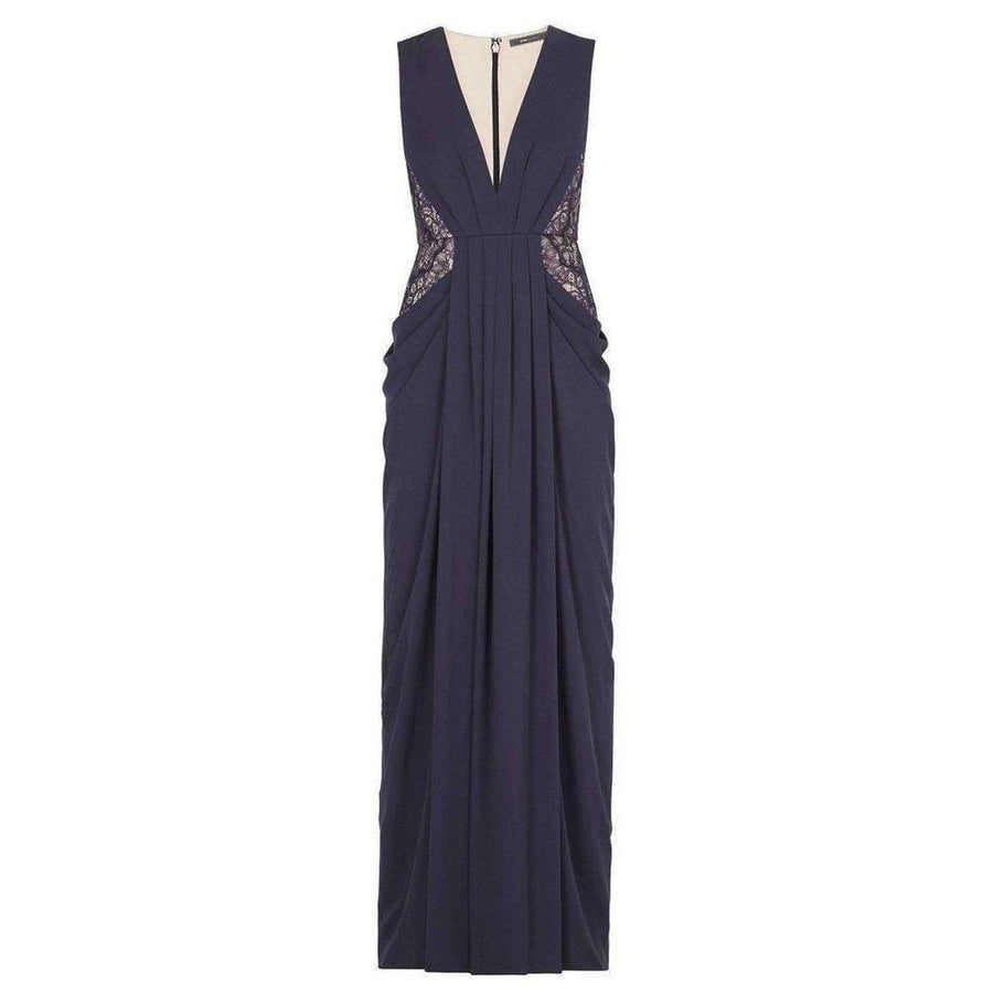 BCBGMAXAZRIA-Kamara Deep-V Lace Draped Gown - Runway Catalog