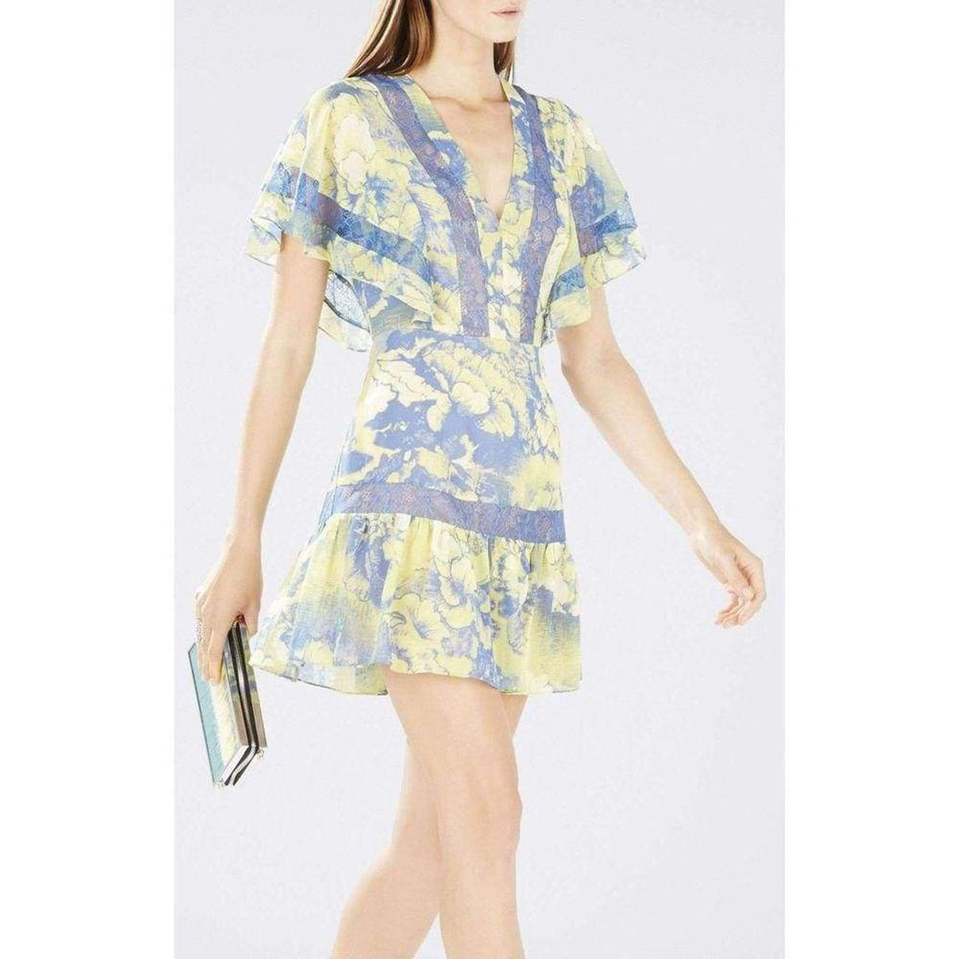 Karian V-Neck Flutter-Sleeve Dress