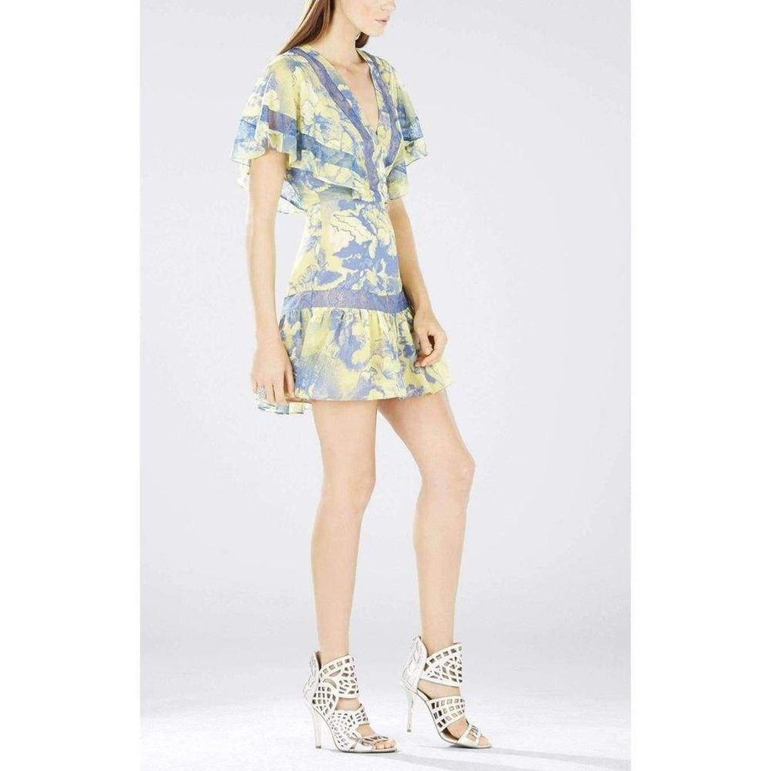 Karian V-Neck Flutter-Sleeve Dress